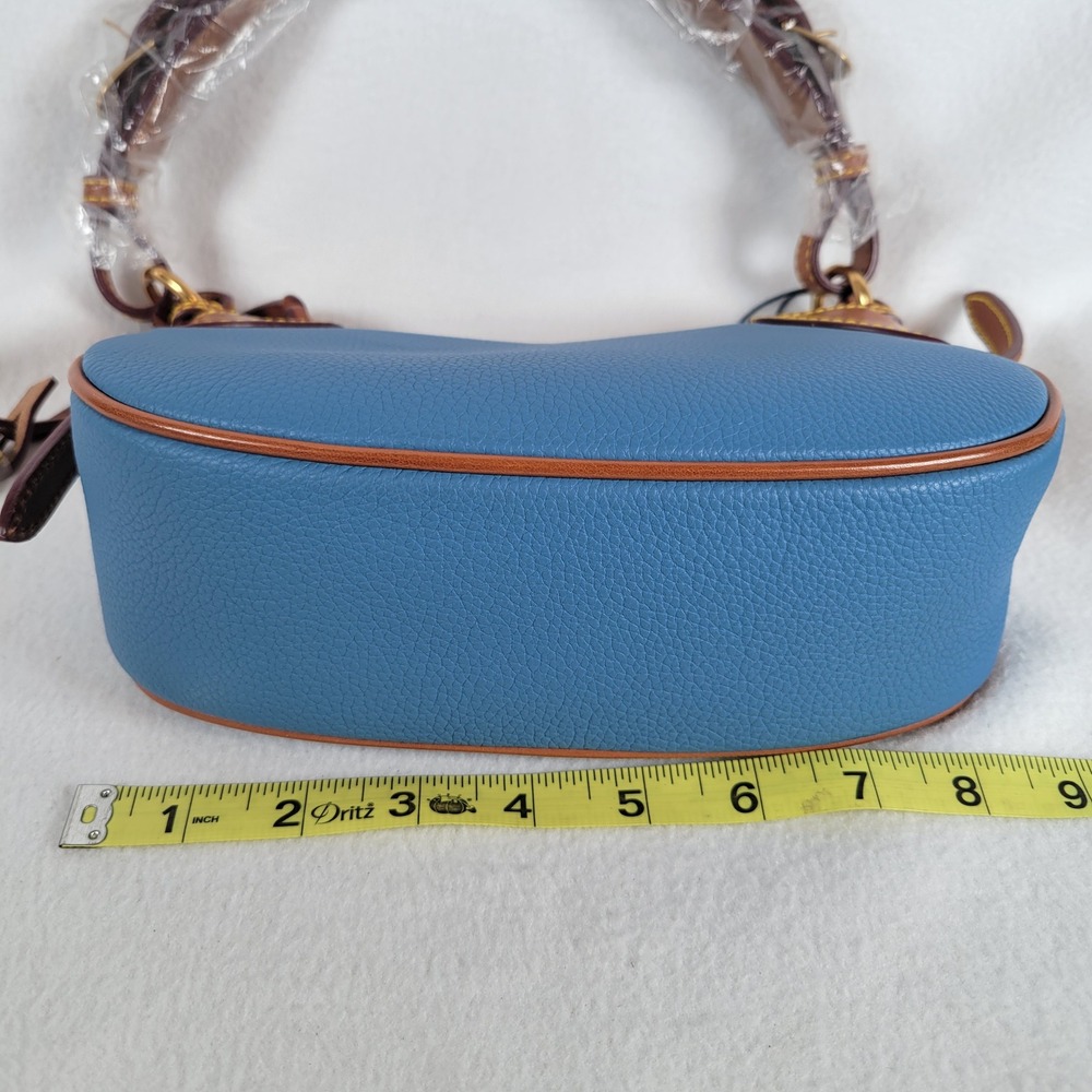 Dooney & Bourke Womens Demi Shoulder Bag All Weather Pebble Leather Denim Blue - Picture 7 of 12